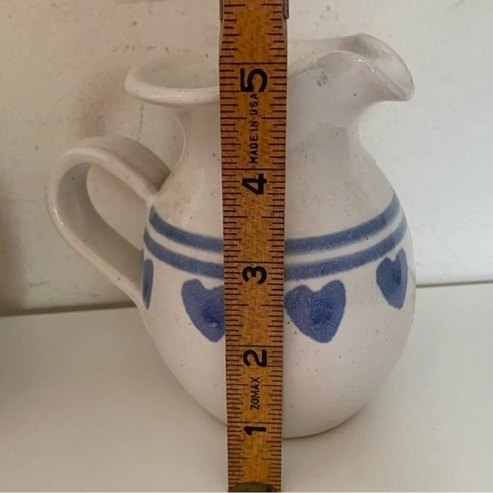 Pier 1 White Blue White Hand-painted Milk Cream Pitchers Home Decor Set of 2